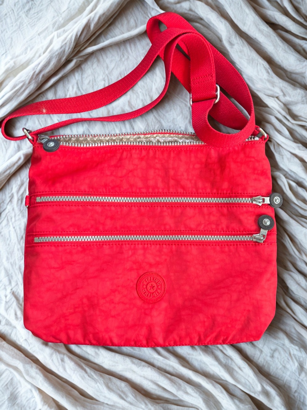 Kipling Vibrant Red Nylon Crossbody Bag